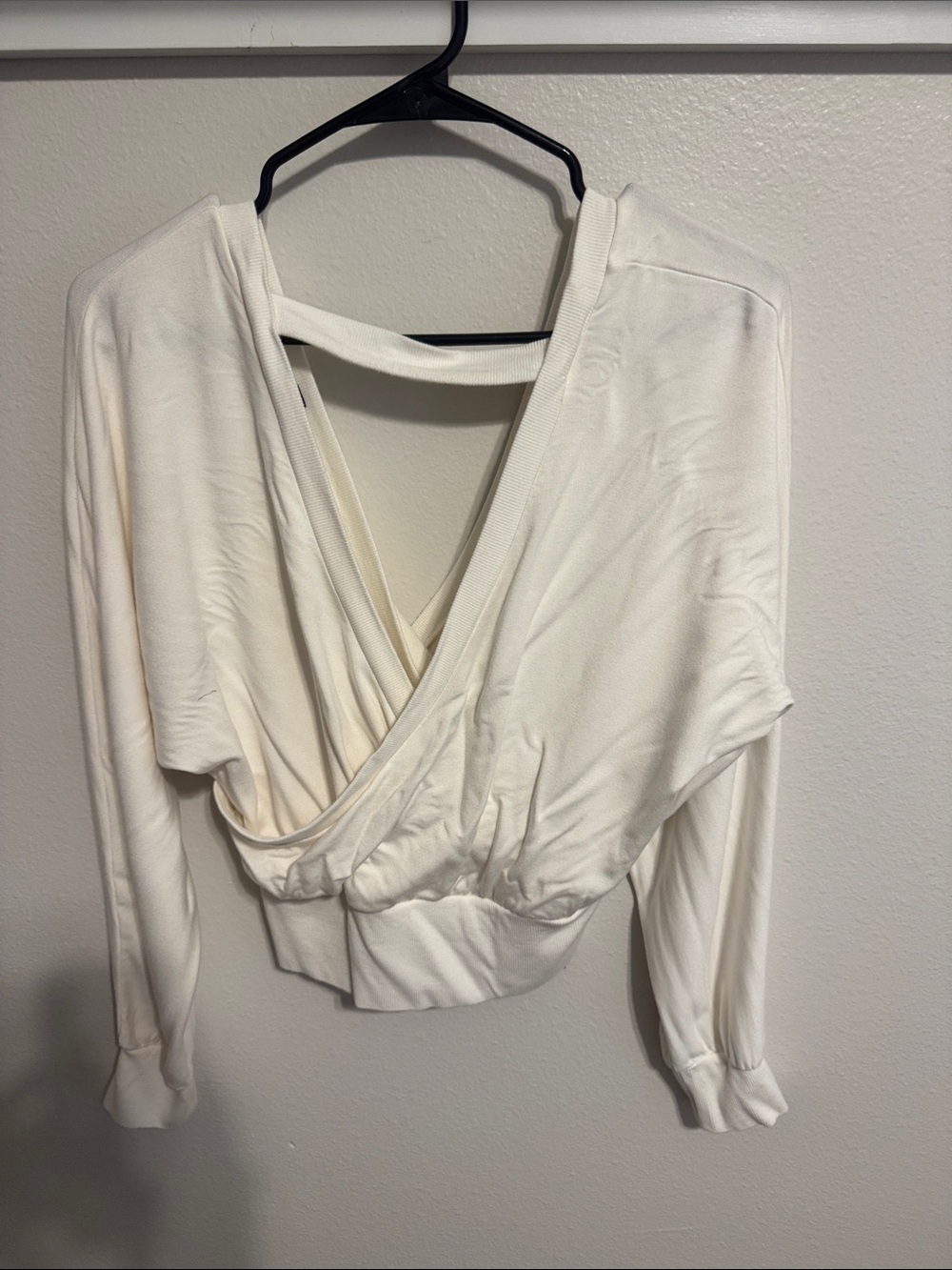 Express Cream Wrap-Front Sweatshirt - Picture 3 of 4
